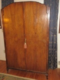 Stately Depression Era Armoire Chifforbe Burled Veneer Finish Double Doors