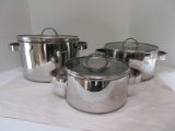 6 Pieces - Bodum High Quality Cookware Stainless Steel Pots w/ Glass Lids & Measuring Lines