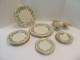 12 Pieces - Lenox China Holiday Pattern Dimension Shape Gold Trim Dinnerware