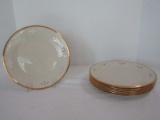 7 Pieces - Lenox China Holiday Pierced Rim Gold Trim Luncheon Plates 9 1/4