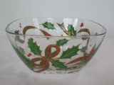 Lenox Holiday Nouveau Pattern Square Glass Serving Bowl Hand Painted