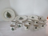 26 Pieces - Cuthbertson China Dickens Embossed Christmas Tree Pattern