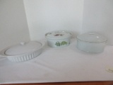 Lot - Casserole Bakeware 3 Oval Covered Dishes B.I.A. Fruit Pattern 4