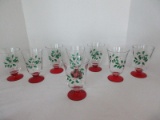 Set - 8 Pfaltzgraff Winterberry Pattern Etched & Hand Painted Water Goblets