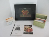Lot - Grandma's Recipes, 2 Recipe Boxes w/ Cards & Tray w/ Apple Basket Design