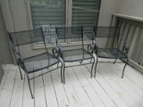 3 Wrought Iron Patio Chairs w/ Scroll Arms