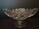 Vintage Pressed Glass Clear Compote Trophy Handles Loving Cup Shape Star Burst
