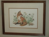 Fox & Wildflowers Artist Signed Judy Mizell Wildlife Artist Limited 11/500 Edition Lithograph