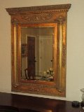 Magnificent Baroque Style Elaborate Antiqued Patina Beveled Wall Mirror