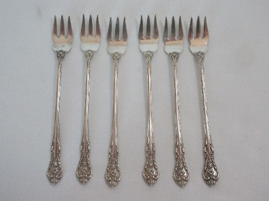 6 Gorham Sterling King Edwards Pattern Silver Flatware Cocktail/Seafood Forks