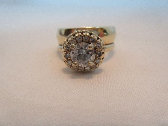 Ladies 2 Rings Set Round Old European Cut Diamond Center- See Appraisal in Pictures