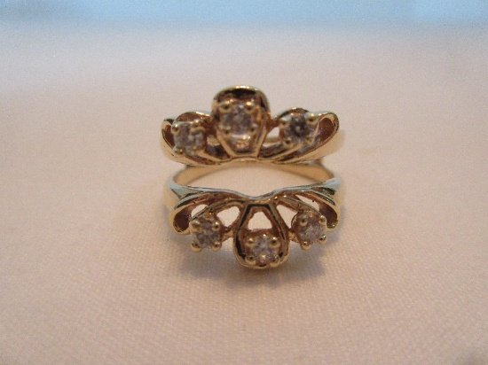Ladies Ring Jacket 14kt Yellow Gold w/ Natural Brilliant Cut Diamonds Hand Construction