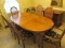 Wooden Long Dining Table w/ Extension Curved Ends w/ 6 Chairs 2 Host, 4 Sides