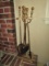 Fireplace Tools on Stand Poker, Brush, Shovel, Tongs Spindle handles