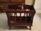 Wooden Divided Newspaper Stand Spindle Sides, Wave Trim Motif, Spindle Legs