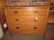 3 Drawer Dresser Wooden Metal Batwing Pulls Curved Front Trim, Block Legs, Arched Skirting