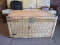 Wicker/Wooden Chest Dove-Cut Design Brass Handles Clasp/Sides