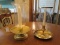 Lot - Large Spindle Resin Candle Holder Brass w/ Handle/Hurricane Glass Shade