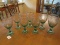 7 Green Fruit/Grape Pattern Glass Goblets on Pontil Base