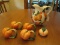 Tall Peach Jug Ceramic w/ 4 Peach Napkin Holders, Jug Claire Burke