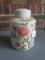 Andrea by Sadek 5775 Ceramic Porcelain Jar Pink/Yellow Floral Pattern Gilted Motif w/ Lid