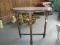 Vintage Wooden Entry/Side Table Scallop Trim Spindle Legs w/ Stretcher