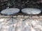 Pair - Glass Top Black Metal Patio Side Tables