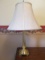 Brass Column Body Lamp, Rope Trim w/ Pineapple Finial Top w/ Shade