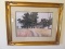 Vintage Country Home Picture Print in Gilted Wooden Frame/Matt w/ Floral Motif Corners