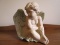 Sitting Cherub Clayware w/ Green Wings