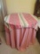 3 Round Wooden Side Tables w/ Pink, Pink/Green/Yellow Stripe Pattern