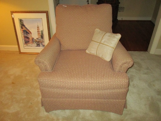 Diamond Pattern Upholstered Arm Chair