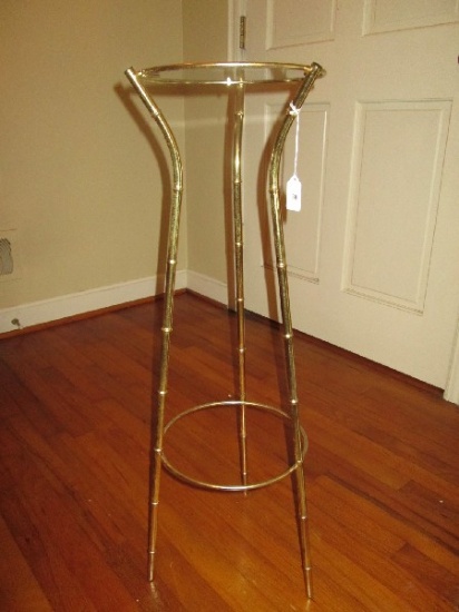 Brass 3 Leg Bamboo Design Vase Stand Glass Top