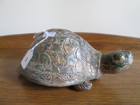 Clayware Tortoise Garden Décor Green/Antique Patina