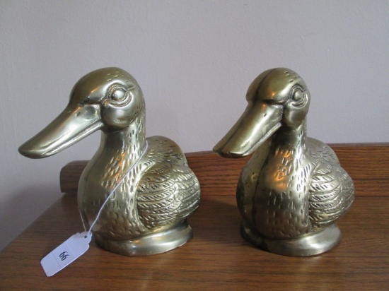 Pair - Duck Design Brass Bookends