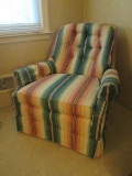 Yellow/Red/Green Upholstered Chair Curved Back Reclining/Rotating on Pedestal Base