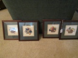 4 Fruits in Basket Picture Prints by Kathy Seek in Wood Frames/Matt