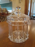 Lead Crystal Glass Drum Design Candy Dish w/ Lid