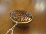Brass Miniature Snuff Box Red Enamel/Gilted Top