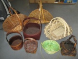 Lot - Wicker/Wooden Coal Basket 16 3/4