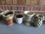 Planter Lot - Pineapple Design, Grecian Urn, Diamond/Floral Design