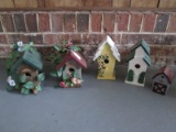 Wooden Birdhouse Lot - Yellow/White/Red Various Designs