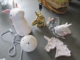 Lot - Unicorn Plush, Light, Brass Lamp, Ceramic Light, Ball w/ Star Décor