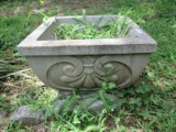 Pair - Curled/Scroll/Scalloped Design Concrete Planters