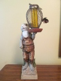 Tall Standing Ceramic Rabbit Décor w/ Metal/Amber Glass Votive Candle Stand, Rabbit