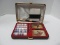 Complete Portable Gambling Set w/ Case 2 Decks Playing Cards, 5 Dice, Chips, Pen & Pad