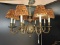 Chippendale Style 8 Arm Candlestick Chandelier w/ Pheasant Feathers Shades