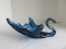 Hand Blown Art Glass Mid-Century Modern Swan Cobalt Bowl