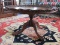 Mahogany Pedestal Round Cocktail Table Heavily Carved Reticulated Pierced Gallery