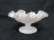 Fenton Silver Crest Pattern Clear Crimped Crest on Milk Glass Compote/Comport